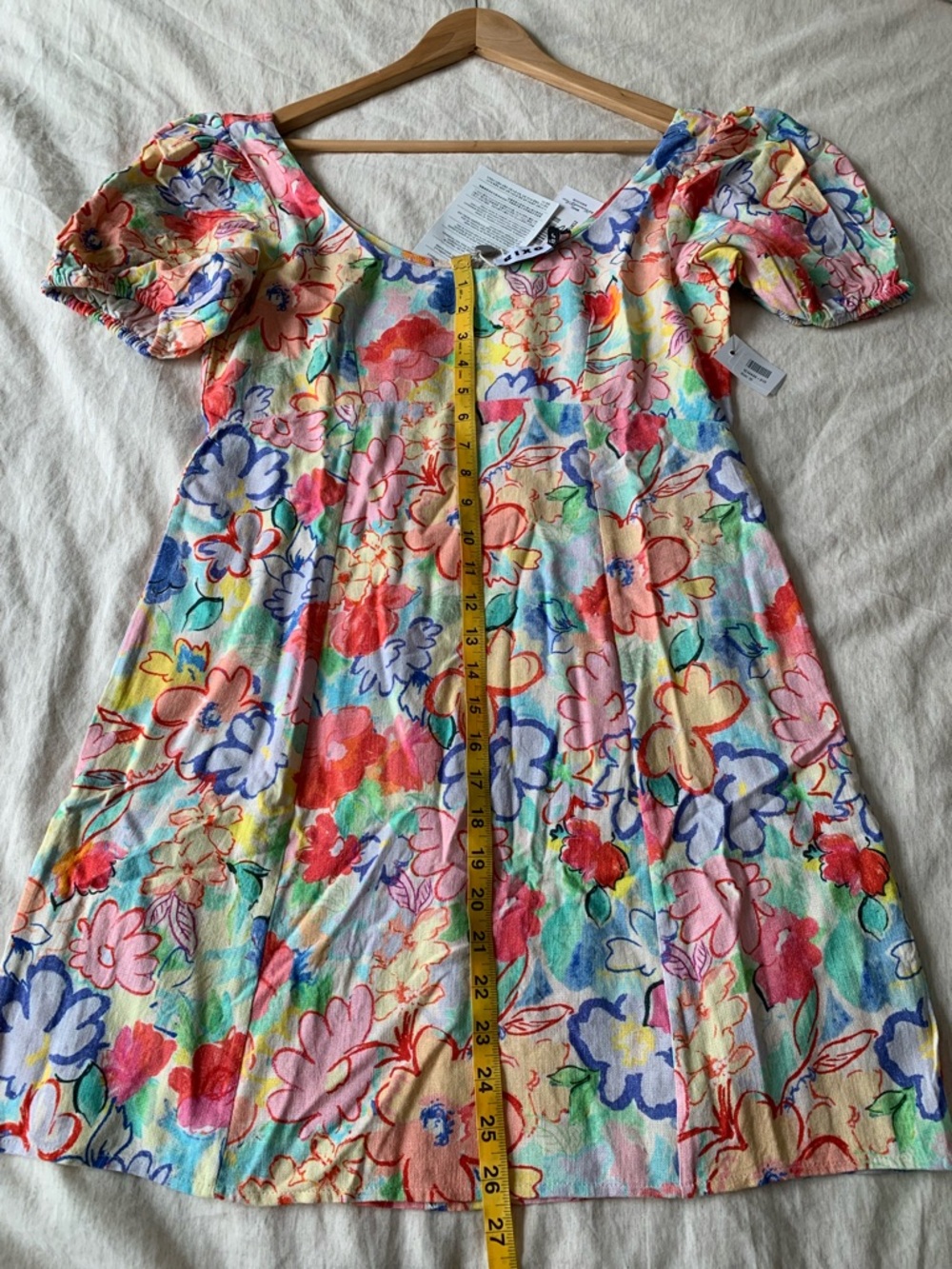 RIXO Floral Puff-Sleeve Mini Dress in Multicolor size M - Picture 7 of 10